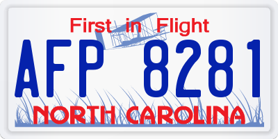 NC license plate AFP8281