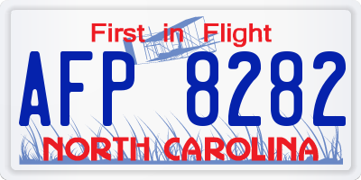 NC license plate AFP8282