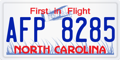 NC license plate AFP8285
