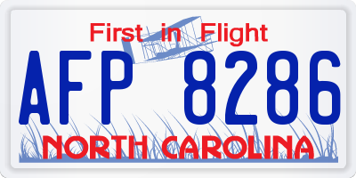 NC license plate AFP8286