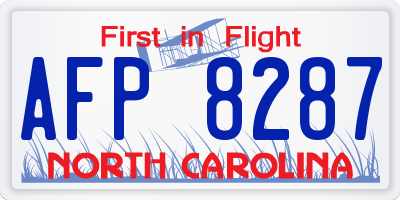 NC license plate AFP8287