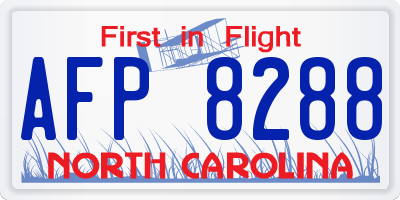 NC license plate AFP8288