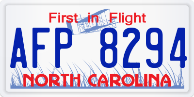 NC license plate AFP8294