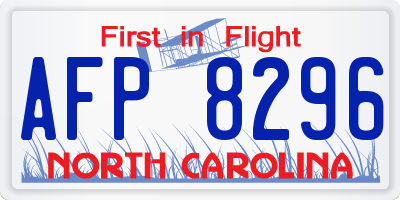 NC license plate AFP8296