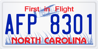 NC license plate AFP8301