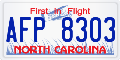 NC license plate AFP8303