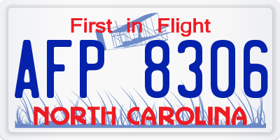 NC license plate AFP8306