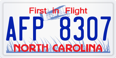 NC license plate AFP8307