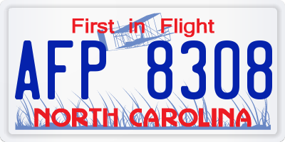 NC license plate AFP8308