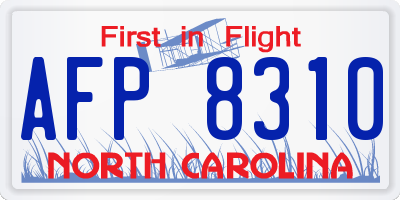 NC license plate AFP8310