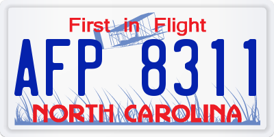NC license plate AFP8311