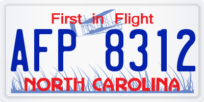 NC license plate AFP8312