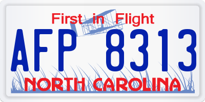 NC license plate AFP8313