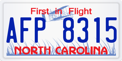 NC license plate AFP8315