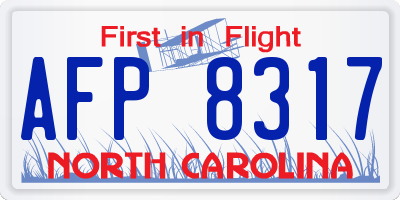 NC license plate AFP8317