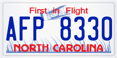NC license plate AFP8330