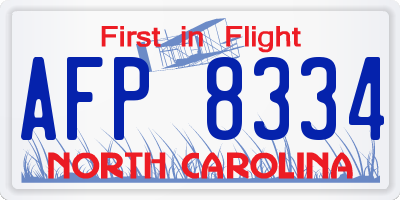NC license plate AFP8334