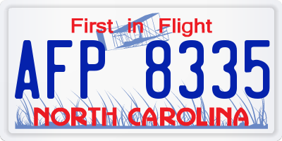 NC license plate AFP8335