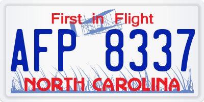 NC license plate AFP8337