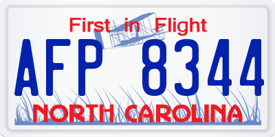 NC license plate AFP8344