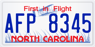 NC license plate AFP8345