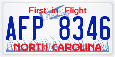 NC license plate AFP8346