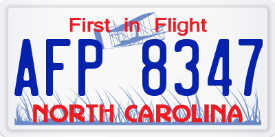 NC license plate AFP8347