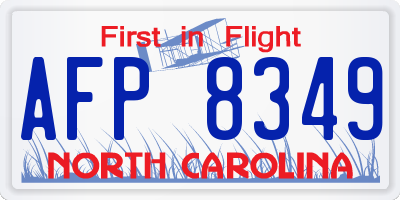 NC license plate AFP8349