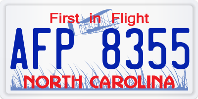 NC license plate AFP8355