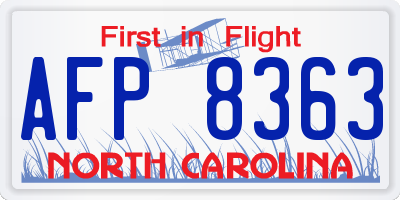 NC license plate AFP8363