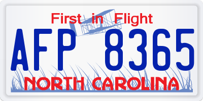 NC license plate AFP8365