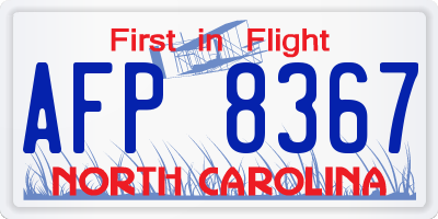NC license plate AFP8367