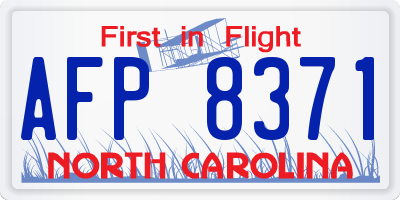 NC license plate AFP8371