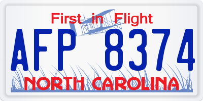 NC license plate AFP8374