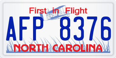 NC license plate AFP8376