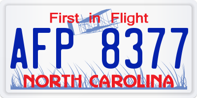 NC license plate AFP8377