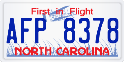 NC license plate AFP8378