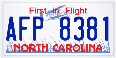 NC license plate AFP8381