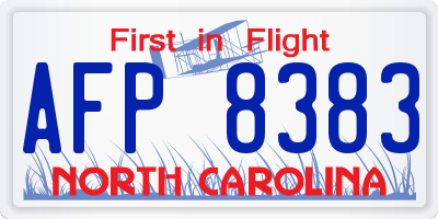 NC license plate AFP8383