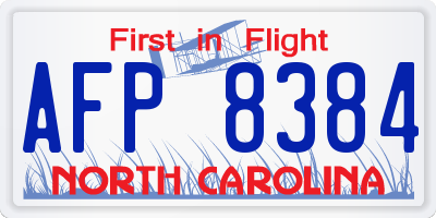NC license plate AFP8384