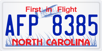 NC license plate AFP8385
