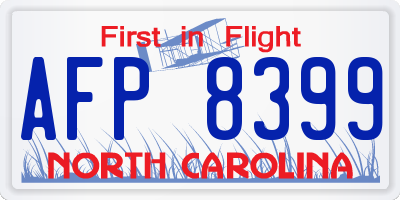 NC license plate AFP8399