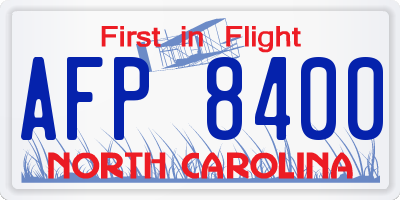 NC license plate AFP8400