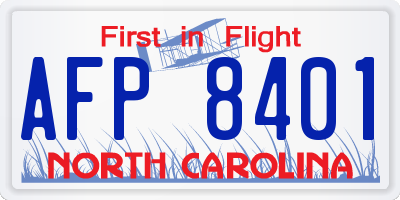 NC license plate AFP8401