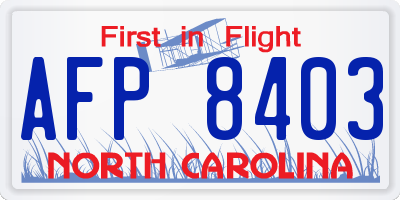 NC license plate AFP8403