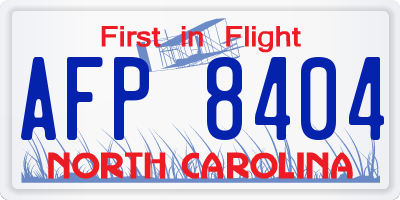 NC license plate AFP8404
