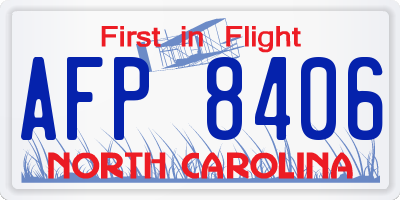 NC license plate AFP8406
