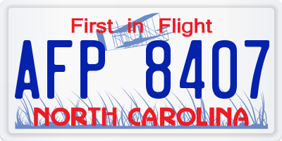 NC license plate AFP8407