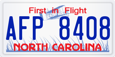 NC license plate AFP8408