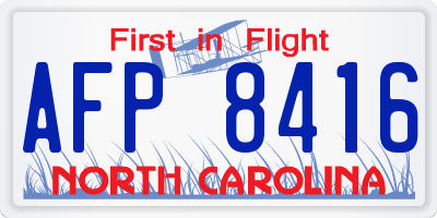 NC license plate AFP8416
